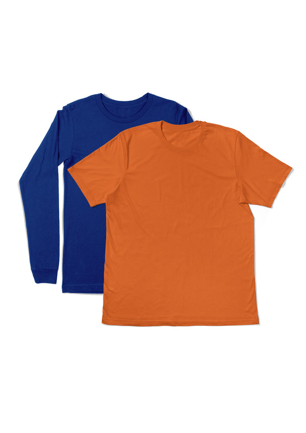 Mens T-Shirts Long & Short Sleeve Royal Blue & Orange