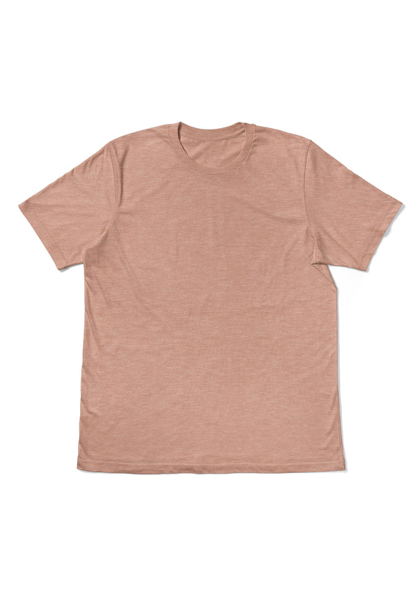 Mens T-Shirt Short Sleeve Crew Neck Peach Orange Triblend