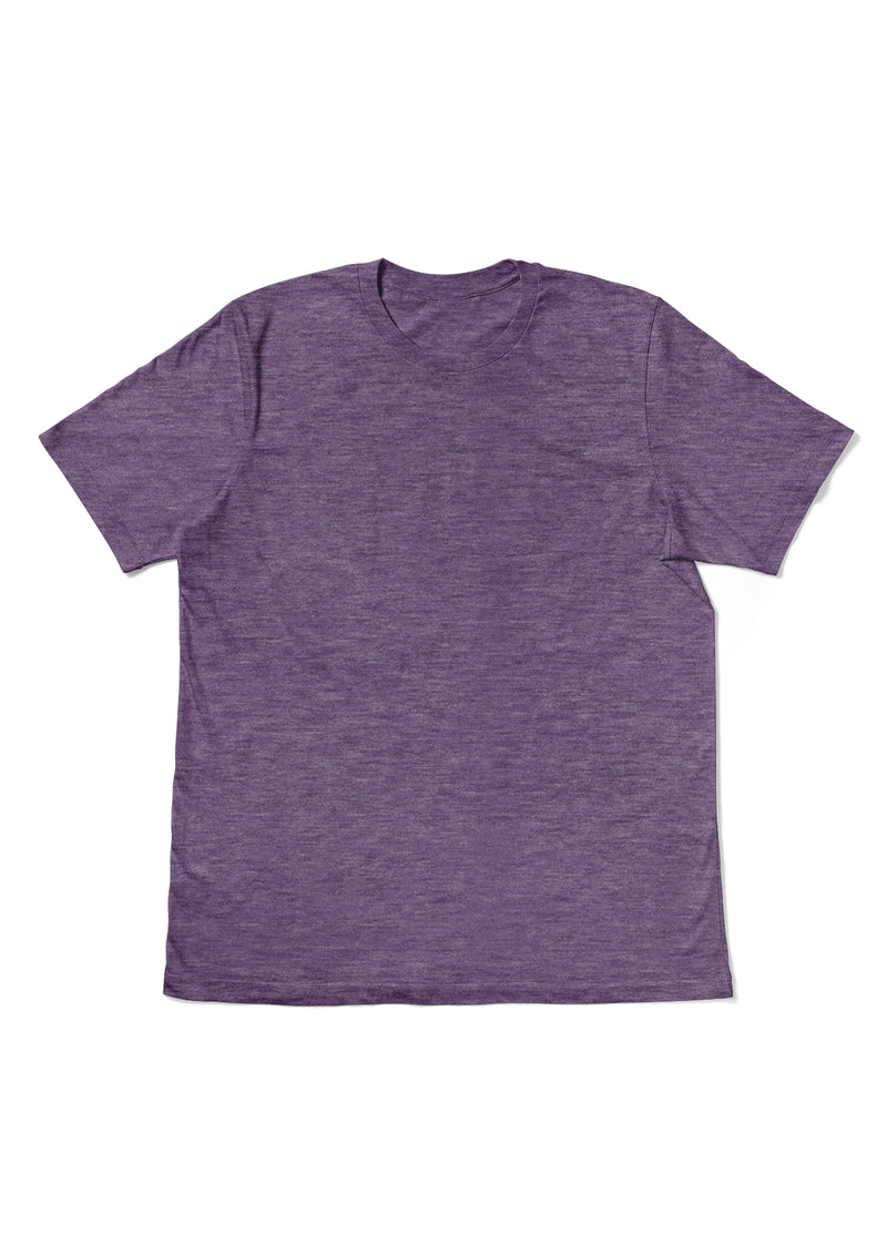 Mens T-Shirts Short Sleeve Crew Neck Purple Triblend