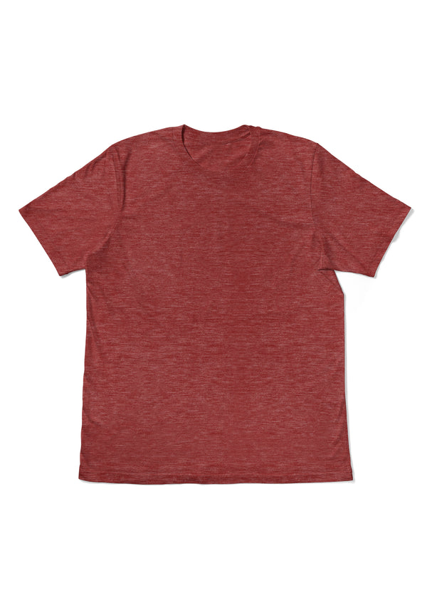 Mens T-SHirts Short Sleeve Crew Neck Fire Red Tri-Blend