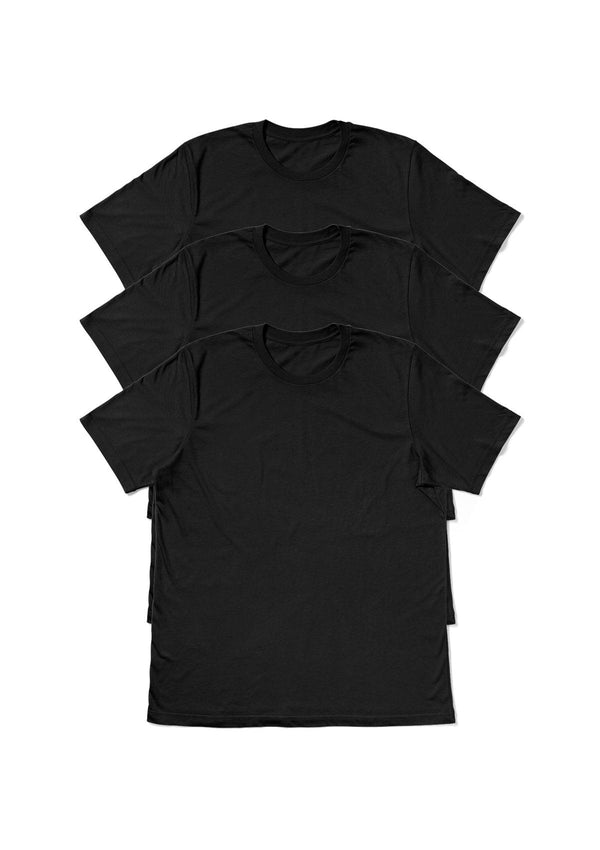 Unisex Short Sleeve Wrinkle Free T-Shirt 3pc Black Bundle - Perfect TShirt Co