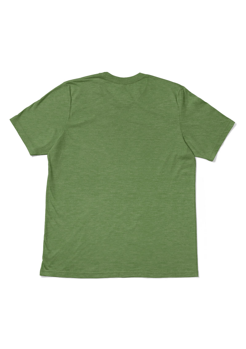 Mens T-Shirt Short Sleeve Crew Neck Green Heather