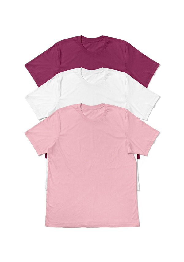 Women's T-Shirt Bundle - Pink, White & Raspberry 3 Pack - Perfect TShirt Co