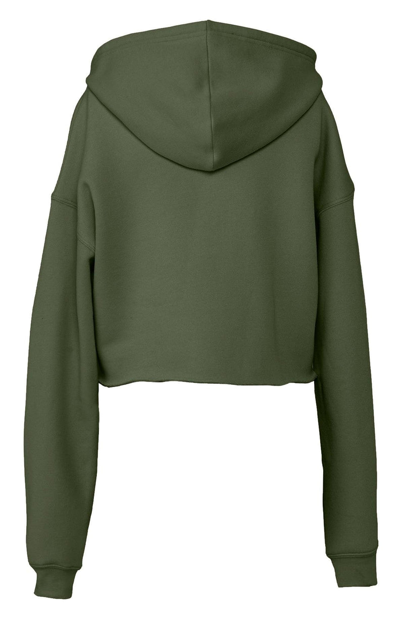 Womens Crop Hoodie Military Green Fleece - Perfect TShirt Co