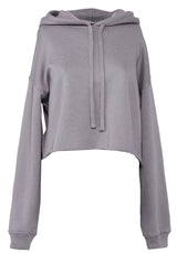 Womens Crop Hoodie Stormy Gray Fleece - Perfect TShirt Co