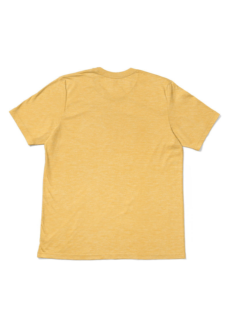 Mens T-Shirt Short Sleeve Crew Neck Yellow Triblend