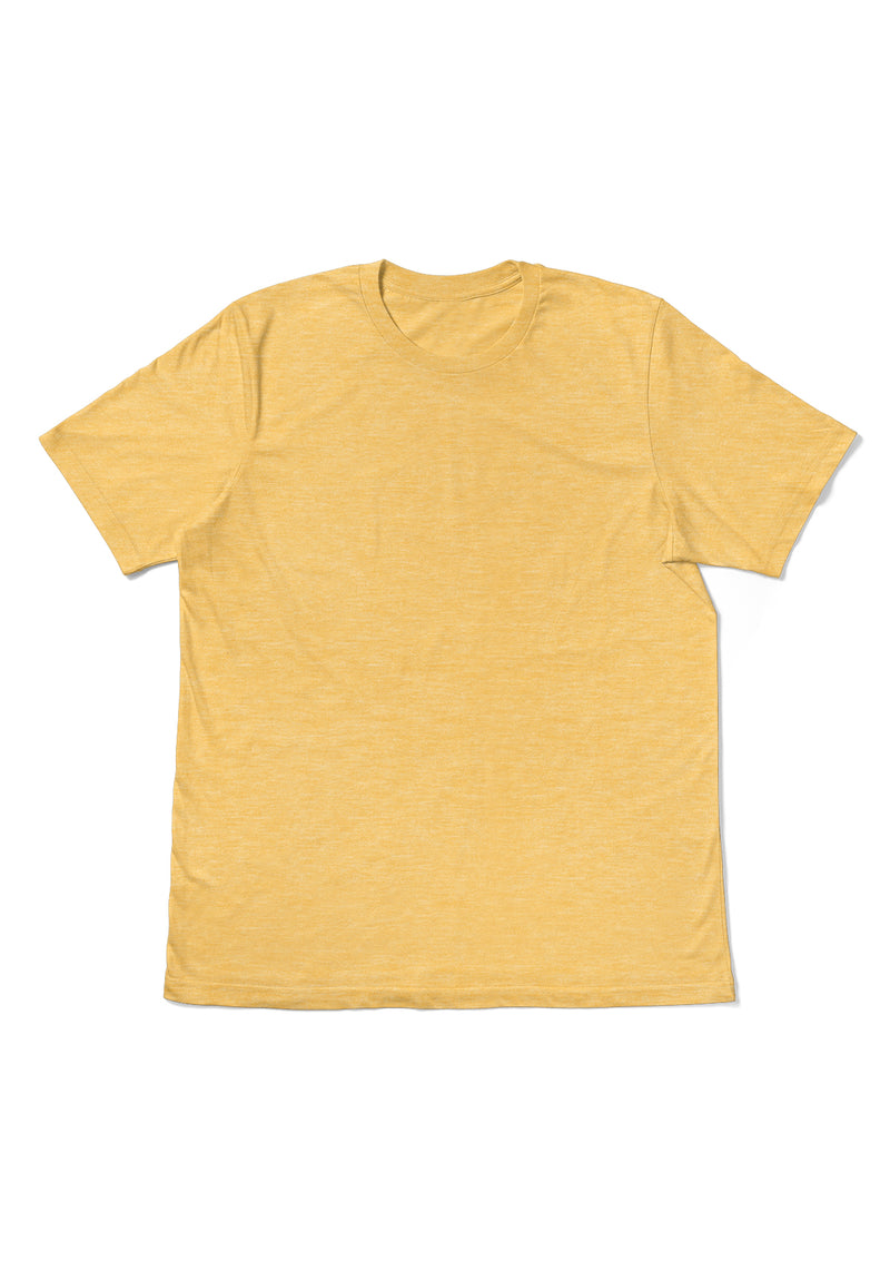 Mens T-Shirt Short Sleeve Crew Neck Yellow Triblend