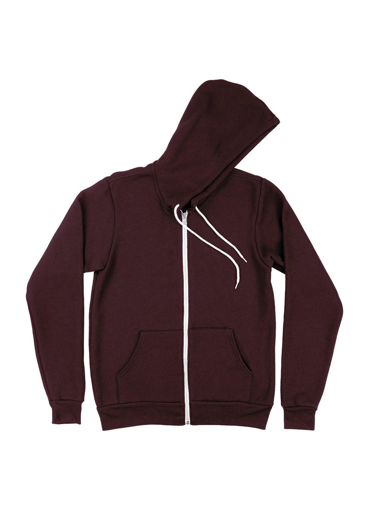 Zip Kangaroo Fleece Hoodie Maroon Red - Perfect TShirt Co